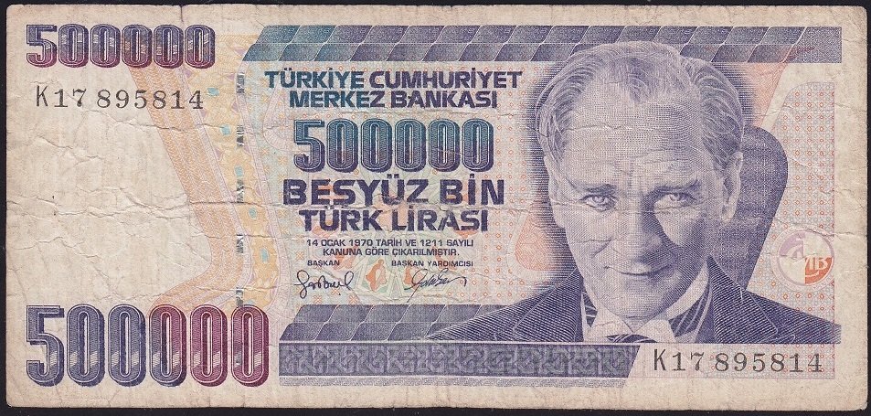 7.Emisyon 4.Tertip 500000 Lira K17 895814 Temiz