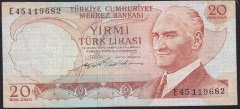 6.EMİSYON 2.TERTİP 20 LİRA E45 119682 ÇOK TEMİZ +