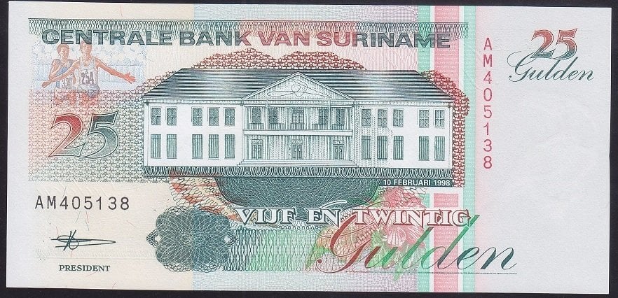 Suriname 25 Gulden 1998 Çil Pick 138d