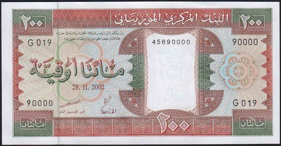 Moritanya 200 Ouguiya 2002 Çil Pick 5j ( 0000 )