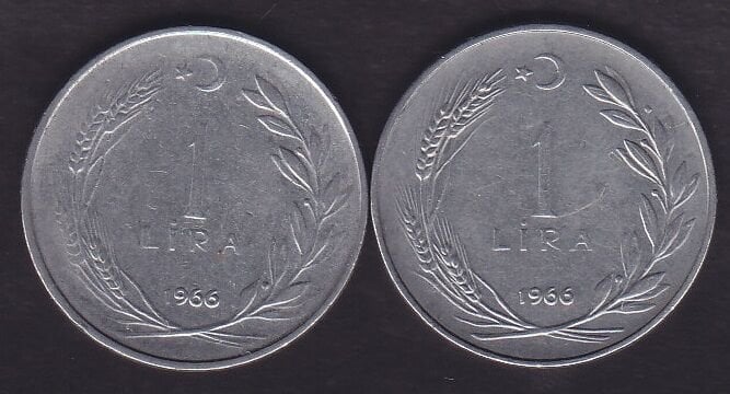 1966 Yılı 1 Lira (Ters Düz Takım)