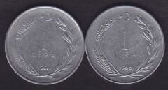 1966 Yılı 1 Lira (Ters Düz Takım)