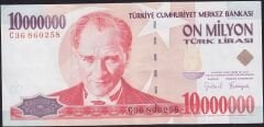 7.Emisyon 10.000.000 Lira C36 860258 Çok Temiz+