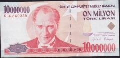 7.Emisyon 10.000.000 Lira C36 860258 Çok Temiz+