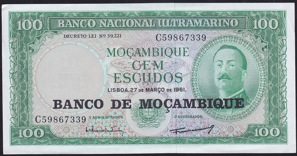 Mozambik 100 Escudos 1961 ( 1976 ) Çilaltı (kat yok )