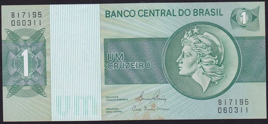 Brezilya 1 Cruzeiro 1972 Çilaltı Çil  Sararma Var