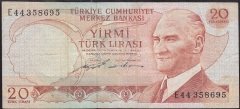 6.EMİSYON 2.TERTİP 20 LİRA E44 358695 ÇOK TEMİZ