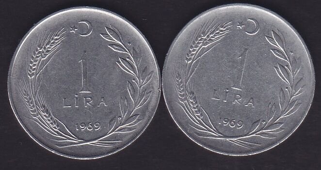 1969 Yılı 1 Lira (Ters Düz Takım)