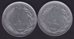 1969 Yılı 1 Lira (Ters Düz Takım)