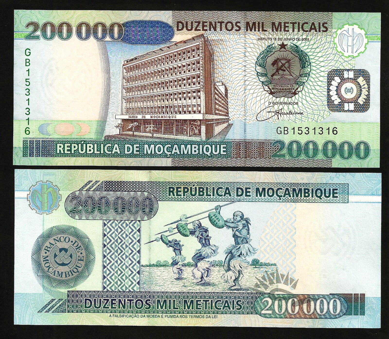Mozambik 200000 Meticais 2003 Çil Pick 141