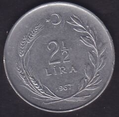 1967 Yılı 2.5 Lira Düz