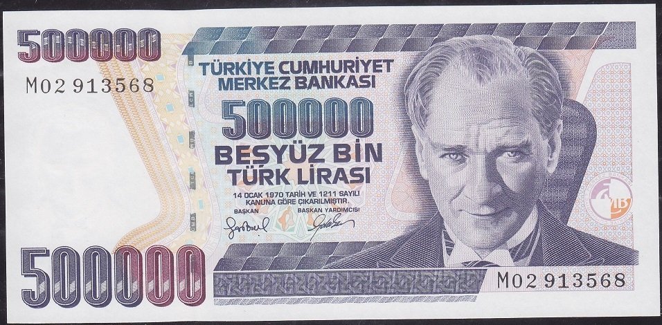 7.Emisyon 4.Tertip 500000 Lira M02 913568 Çil