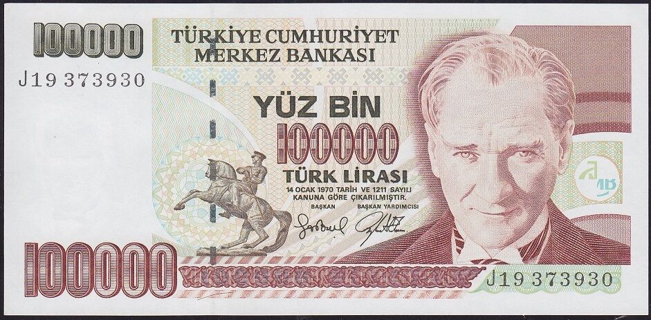 7.Emisyon 3.Tertip 100000 Lira J19 373930 Çilaltı Çil