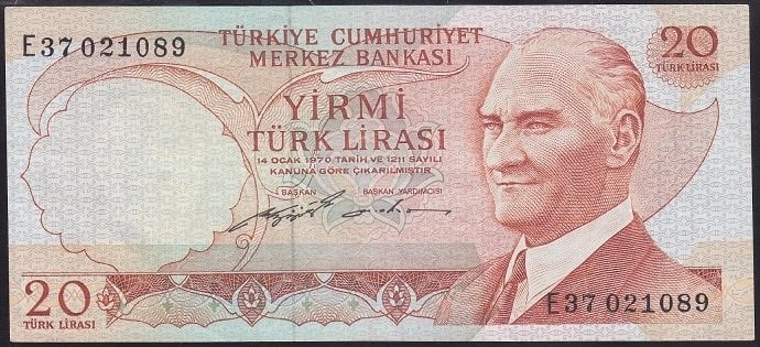 6.EMİSYON 2.TERTİP 20 LİRA E37 021089 ÇÇT