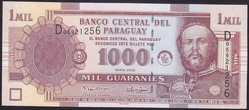 Paraguay 1000 Guaranies 2005 Çil Pick 222b