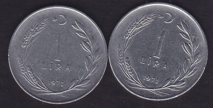 1971 Yılı 1 Lira (Ters Düz Takım)