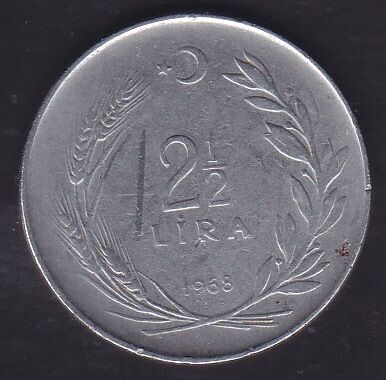 1968 Yılı 2.5 Lira Düz