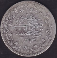 1293 / 3 Abdulhamid 20 Kuruş Gümüş