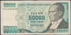7.Emisyon 1.Tertip 50000 Lira G14 440432 Temiz