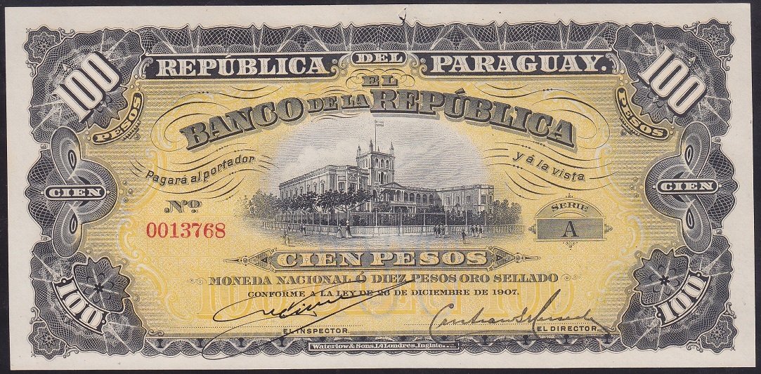 PARAGUAY 100 GUARANİES 1907 (AÇIKLAMAYI OKUYUNUZ)
