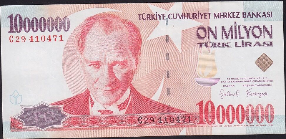 7.Emisyon 10.000.000 Lira C29 410471 Çok Temiz+