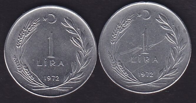 1972 Yılı 1 Lira (Ters Düz Takım)