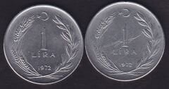 1972 Yılı 1 Lira (Ters Düz Takım)