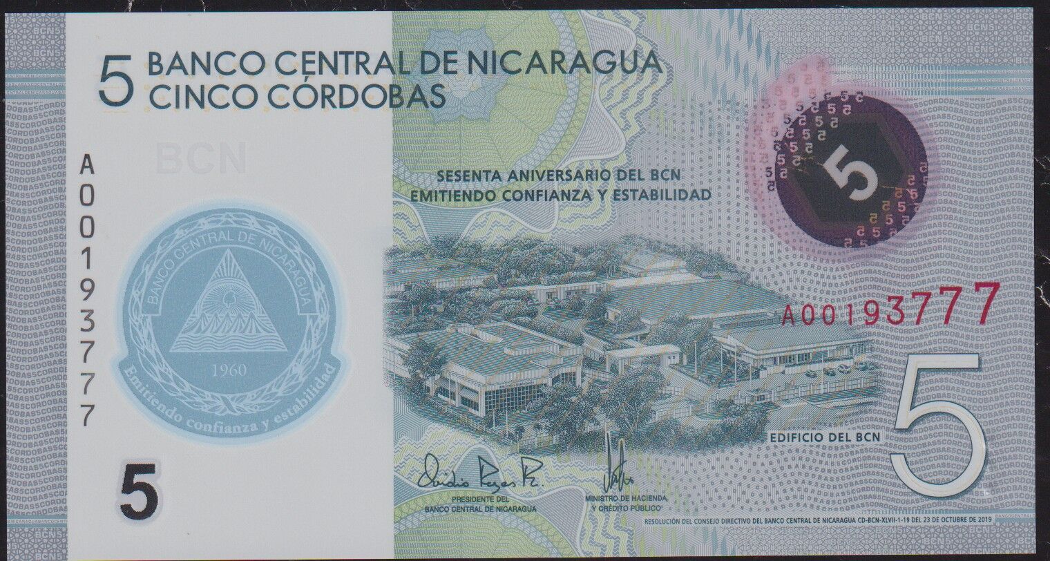 Nikaragua 5 Cordobas 2019 Çil Polimer (A00193777)