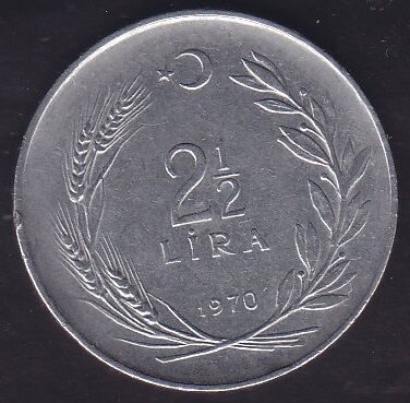 1970 Yılı 2.5 Lira Ters