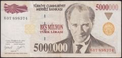 7.Emisyon 5 000 000 Lira K07 898374 Çok Temiz