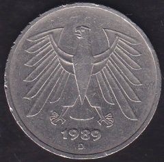 Almanya 5 Mark 1989 D