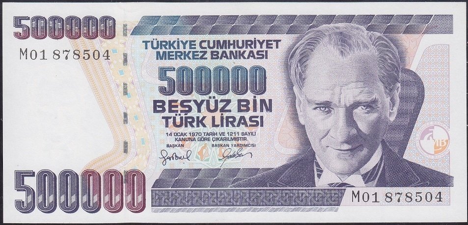 7.Emisyon 4.Tertip 500000 Lira M01 878504 Çil