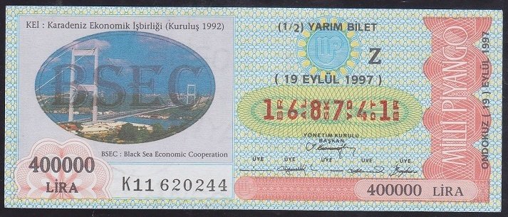 1997 19 EYLÜL YARIM BİLET Z SERİSİ