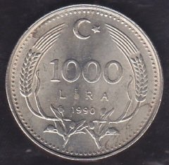 1990 Yılı 1000 Lira Çevremizi Koruyalım Çilaltı Çil