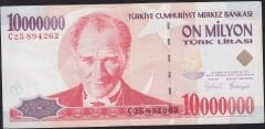 7.Emisyon 10000000 Lira C25 894262 Çok Temiz+