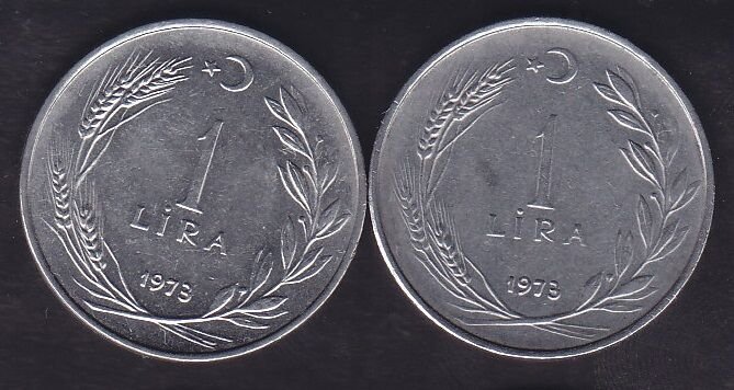 1973 Yılı 1 Lira (Ters Düz Takım)