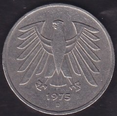 Almanya 5 Mark 1975 D