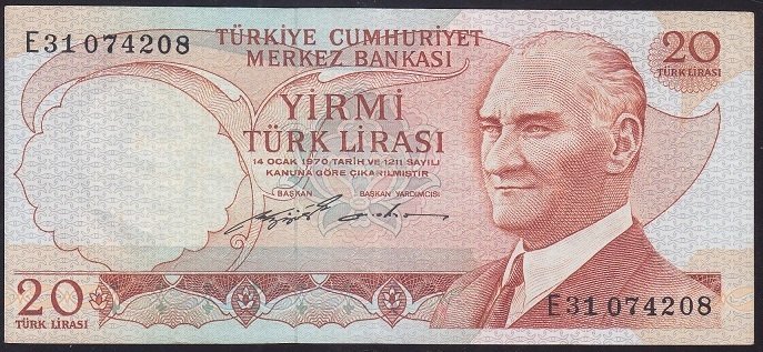 6.EMİSYON 2.TERTİP 20 LİRA E31 074208 ÇÇT