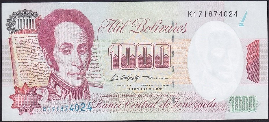 Venezuela 1000 Bolivares 1998 Çil Pick76d