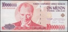7.Emisyon 10000000 Lira C23 532219 Çok Temiz+