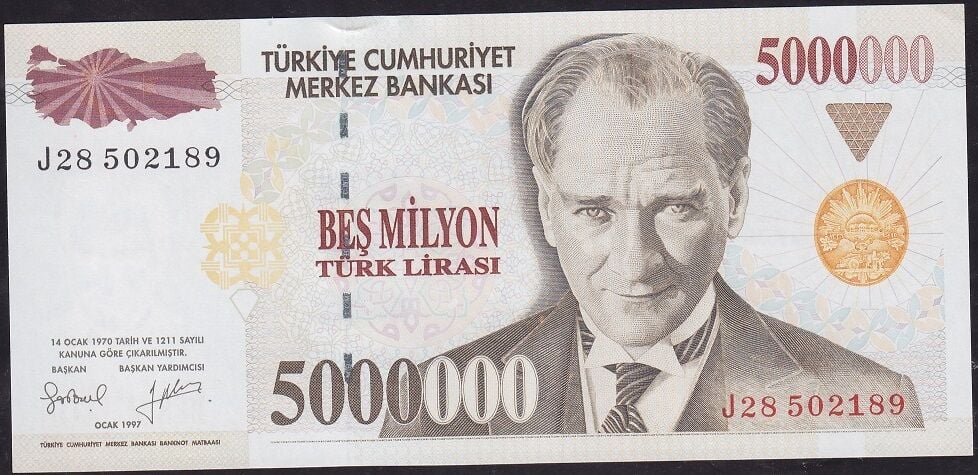 7.Emisyon 5.000.000 Lira J28 502189 Çil