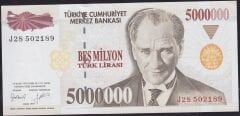 7.Emisyon 5.000.000 Lira J28 502189 Çil