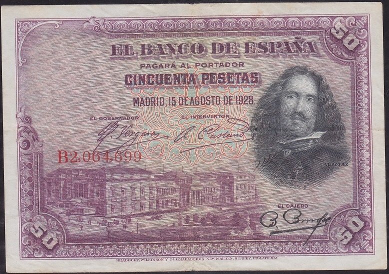 İspanya 50 Pesetas 1928 Çok Çok Temiz