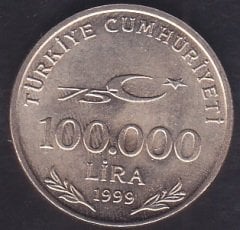 1999 YILI 100 BİN LİRA 75.YIL ÇİLALTI ÇİL