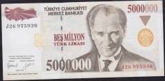 7.Emisyon 5000000 Lira J26 975938 Çok Çok Temiz
