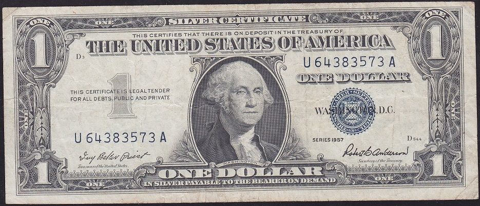 Amerika 1 Dolar 1957 Çok Temiz Silver Sertifika Mavi Mühür
