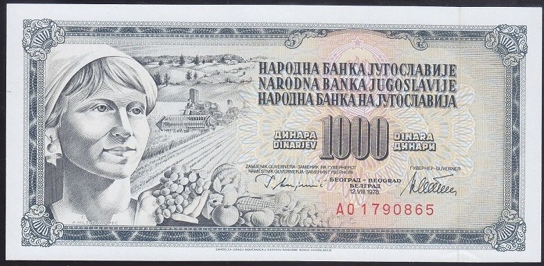 YUGOSLAVYA 1000 DİNAR 1978 ÇİL