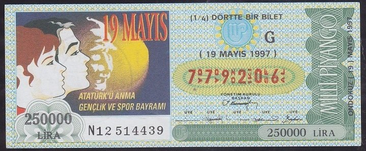 1997 19 MAYIS ÇEYREK BİLET G SERİSİ