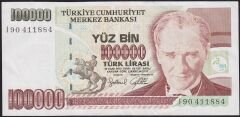7.Emisyon 3.Tertip 100000 Lira I90 411884 Çok Temiz+