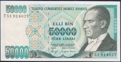 7.Emisyon 1.Tertip 50000 Lira F51 914027 Çilaltı Çil